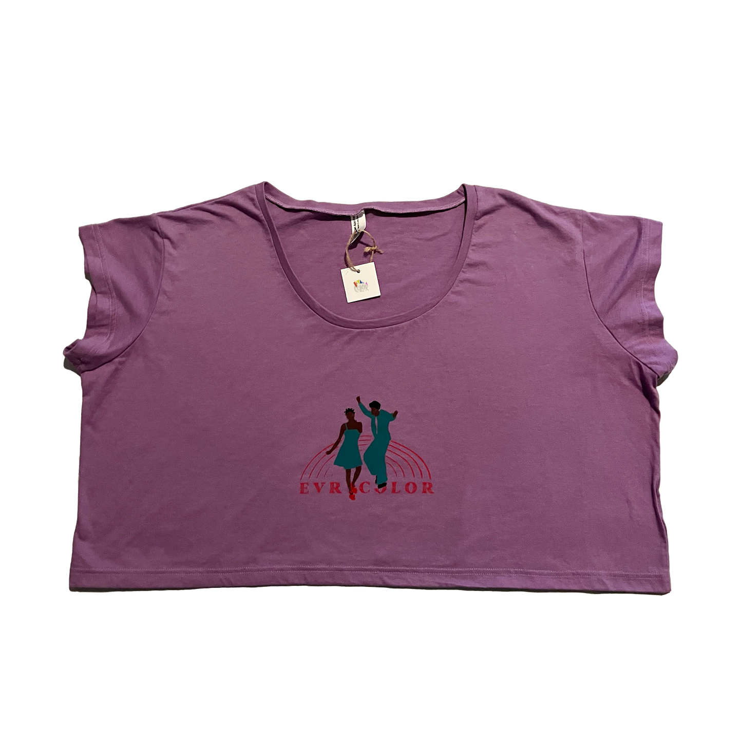 Evrycolor Purple flowy cropped tee