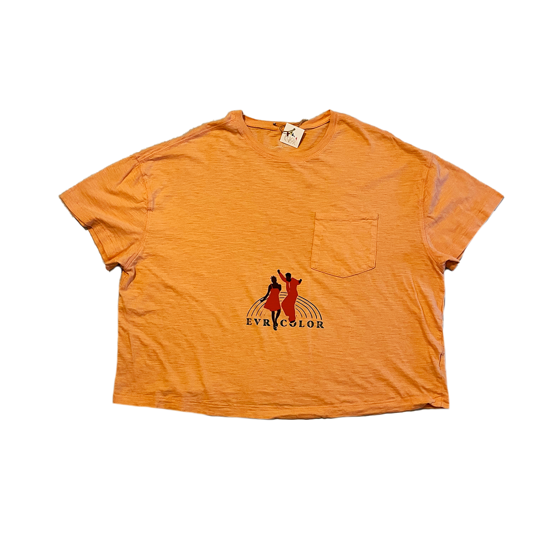 Evrycolor Coral Cropped Pocket Tee